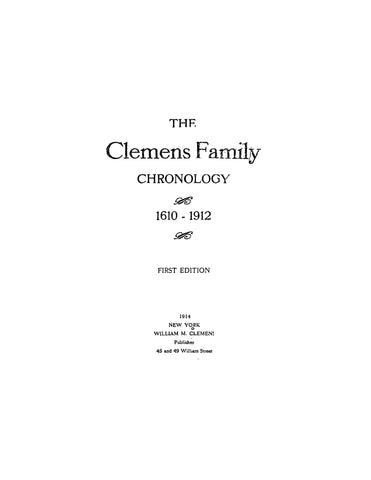 Clemens family chronology, births, marriages, deaths 1914