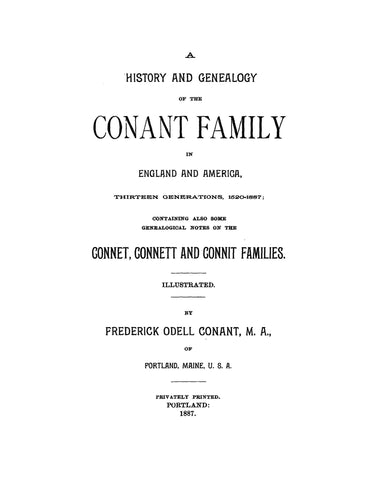 CONANT: History and Genealogy of the Conant family in England and America, 1520-1887