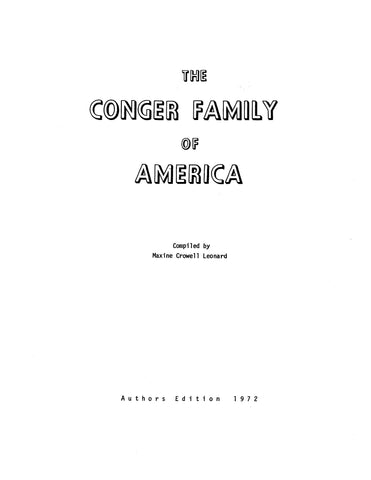 CONGER: The Conger Family of America 1972