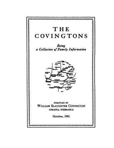 COVINGTON: The Covingtons: being a collection of family information 1942