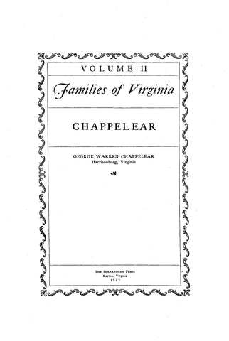 Chappelear Family of Virginia and Connecting Lines