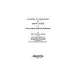 CONEY: Ancestors & descendants of John Coney of Boston, England & Boston, MA. 1928