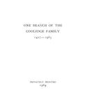 COOLIDGE: One branch of the Coolidge family, 1427-1963  1964