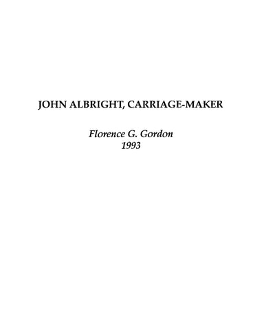 ALBRIGHT: John Albright, Carriage-Maker (Softcover)