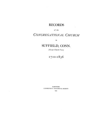 SUFFIELD, CT: Vital Records of Connecticut, Series II-Churches - Volume Seven, Fifth Town