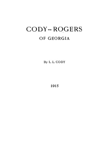 CODY: Cody-Rogers of Georgia (Softcover)