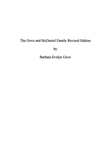 GOVE: The Gove and McDaniel Family, Revised Edition