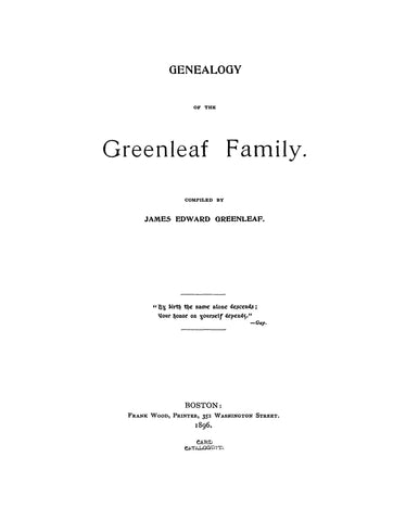 GREENLEAF: Genealogy of the Greenleaf family 1896