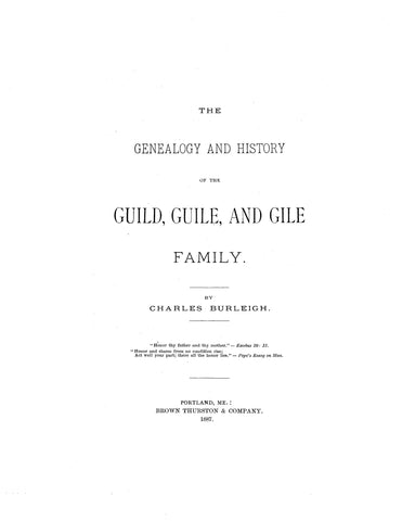 GUILD: Genealogy and history of the Guild, Guile and Gile family 1887