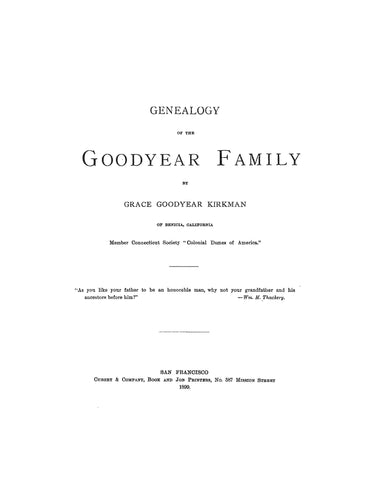 GOODYEAR: Genealogy of the Goodyear family 1899