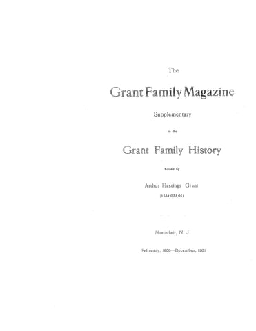 GRANT Family magazine, supplement to the Grant Family History 1901