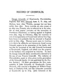 GRISWOLD: Record of Griswolds - from Old Records and Papers 1896