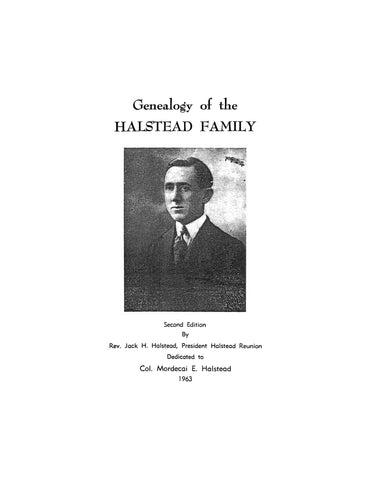 HALSTEAD: Genealogy of the Halstead family 1963