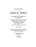 HAMLIN: History of the Hamlin family, with genealogy of early settlers of the name in Amer., 1629-1894