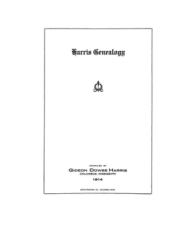 HARRIS Genealogy 1914