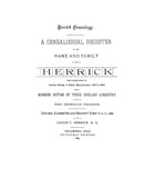 HERRICK: A Genealogical Register of the Name & Family of Herrick, from the Settlement of Henerie Hericke in Salem, MA, 1629-1846, Revised. 1885