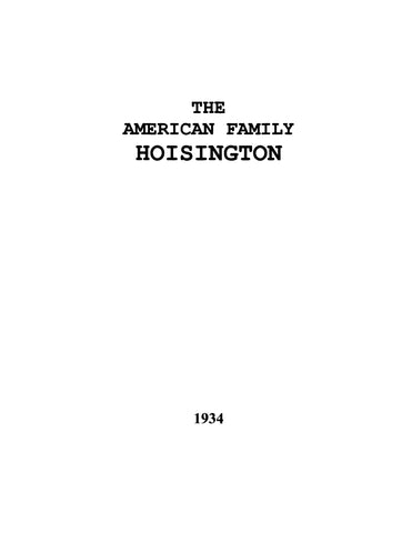 HOISINGTON: American family Hoisington 1934