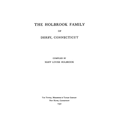 HOLBROOK Family of Derby, Connecticut 1932