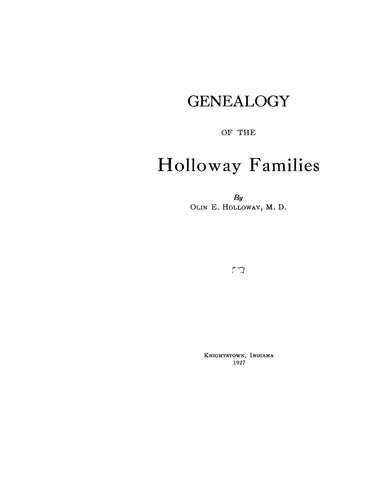 HOLLOWAY: Genealogy of the Holloway families 1927