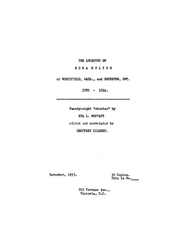 HOLTON: Ancestry of Ezra Holton of Northfield, MA & Soperton, Ont., 1785-1824