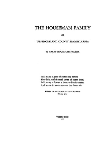 HOUSEMAN Family of Westmoreland Co., Pennsylvania 1937