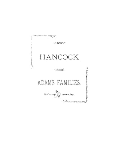 HANCOCK: The Hancock and Adams Families (Softcover)