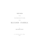 HAYDEN: Records of the Connecticut line of the Hayden family 1888