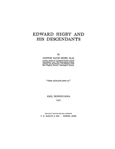 HIGBY: Edward Higby and his Descendants 1927