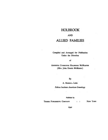 HOLBROOK and Allied families 1942