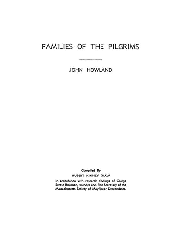 HOWLAND: Families of the Pilgrims - John Howland (Softcover)