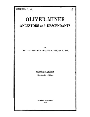 OLIVER: Oliver-Miner Ancestors and Descendants (Softcover)