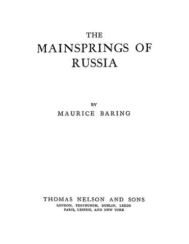 RUSSIA: The Mainsprings of Russia