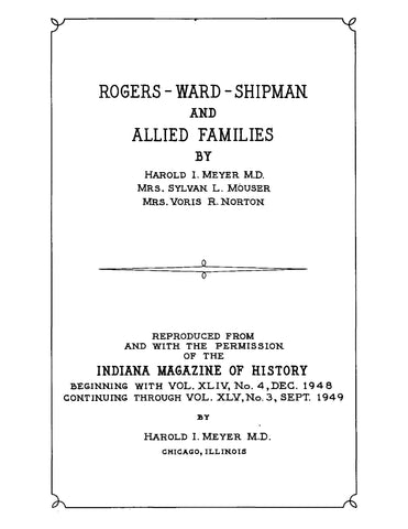 ROGERS: Rogers-Ward-Shipman and Allied Families (Softcover)