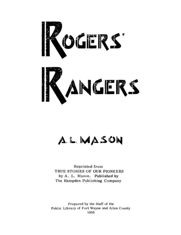 ROGERS: Rogers' Rangers (Softcover)