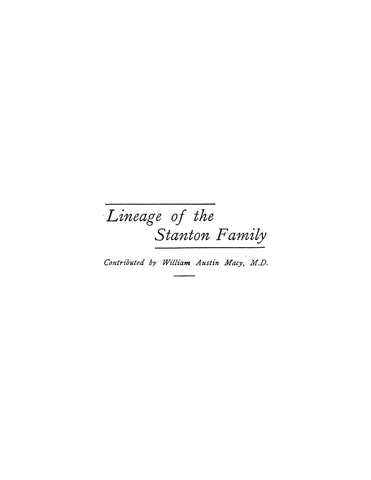 STANTON: Lineage of the Stanton Family (Softcover)