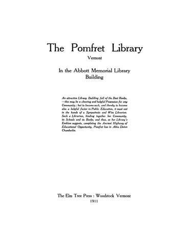 POMFRET, VT: The Pomfret Library, Vermont, in the Abbott Memorial Library Building (Softcover)