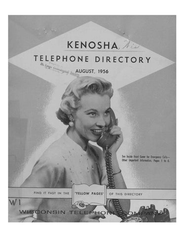 KENOSHA, WI: Kenosha Telephone Directory, August 1956