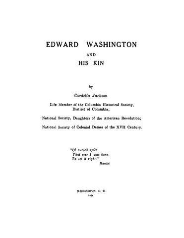 WASHINGTON: Edward Washington and his Kin (Softcover)