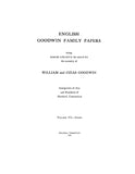 GOODWIN: English Goodwin family papers. Vol. III, Index 1921