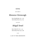 GREENOUGH: Notes upon the ancestry of Ebenezer Greenough, 1783-1847, & his wife, Abigail Israel, 1791-1868, & a list of their descendants. (Softcover) 1895