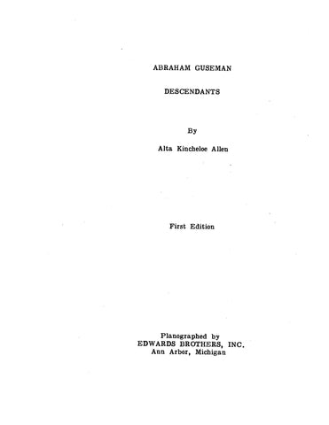 GUSEMAN: Abraham Guseman descendants 1938