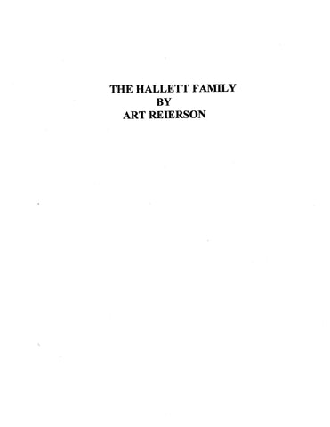 HALLETT FAMILY: descendants of Richard Hallett of Dorset, England & Long Island, NY 1998