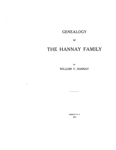 HANNAY: Genealogy of the Hannay family 1913