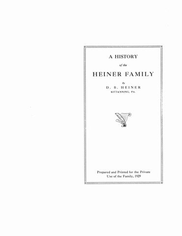 HEINER: History of the Heiner family 1929