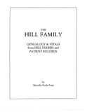 HILL:  Hill Family genealogy & Vitals (of Killingly, Connecticut) from Hill Diaries & Patient Records. 1996