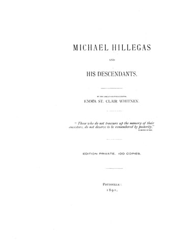 HILLEGAS: Michael Hillegas and his Descendants 1891