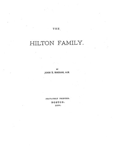 HILTON Family Genealogy 1896