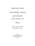 HODGES: Genealogical Record of the Hodges family of New England to Dec. 31, 1894 Third Edition 1896