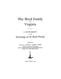 HORD: The Hord Family of Virginia 1915