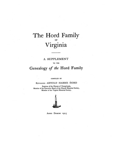 HORD: The Hord Family of Virginia 1915